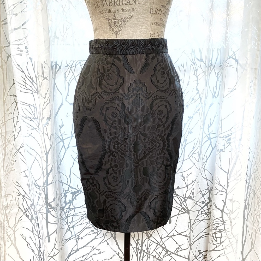 Proenza Schouler black embroidery design high waist pencil skirt